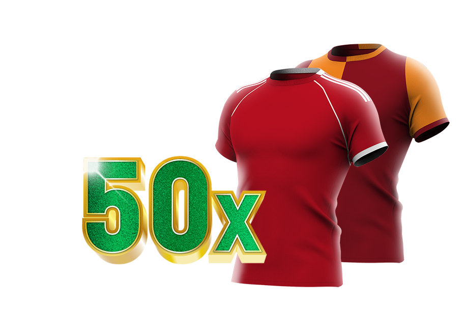 50x tekst in het groen met shirts van Liverpool en Galatasaray