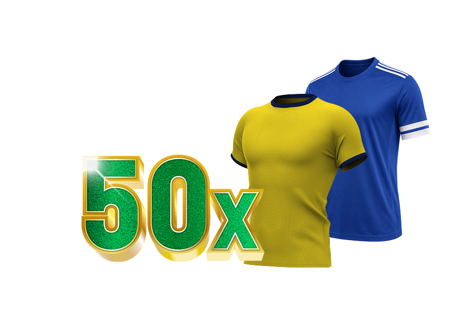 50x sportshirts in geel en blauw