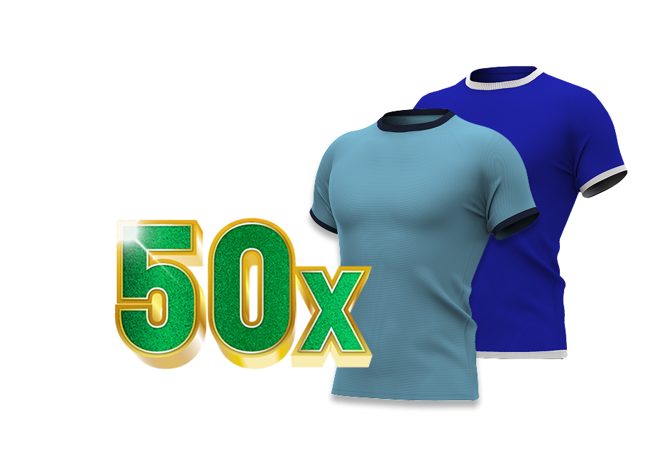 50x sportshirts in blauw (Chelsea) en lichtblauw (Manchester City)