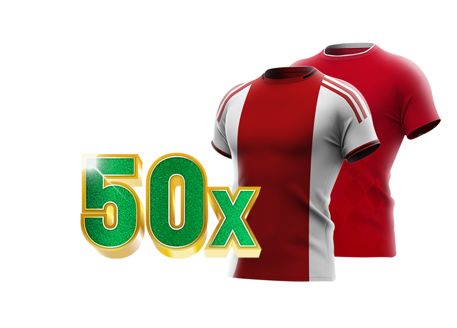 50x tekst in het groen met voetbalshirts van Ajax en FC Twente