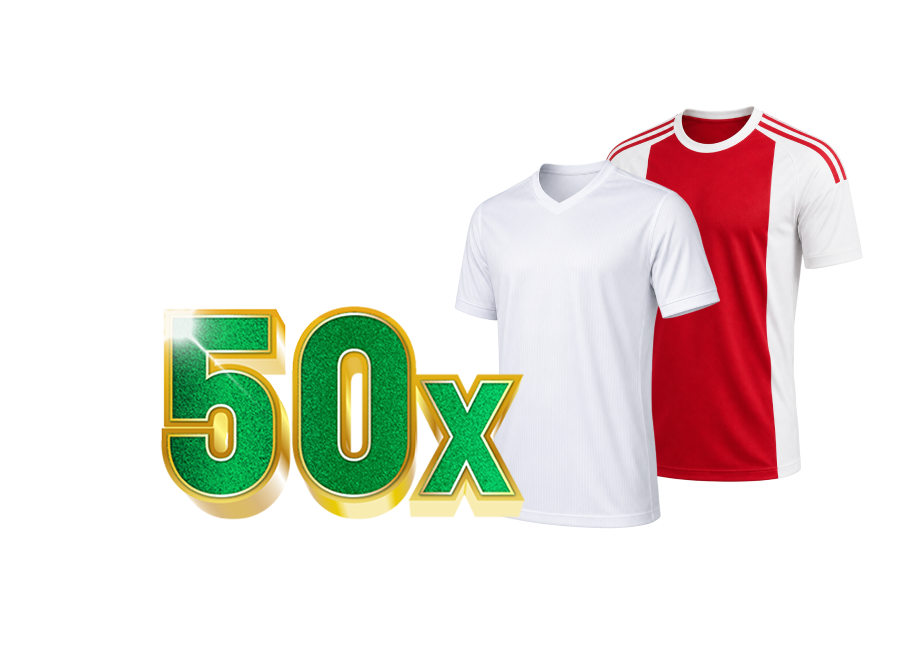 50x voetbalshirts, wit en rood-wit