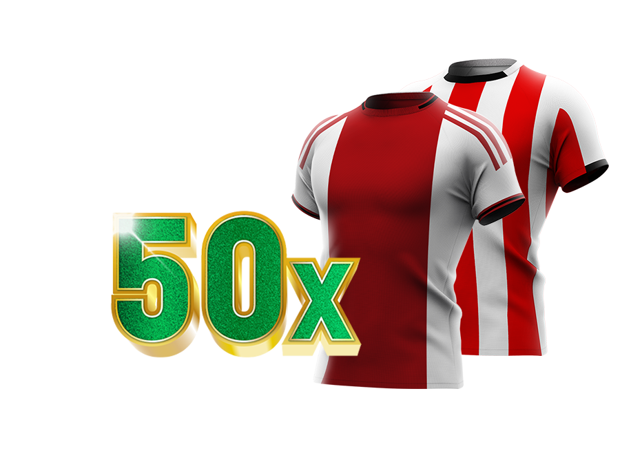 50x tekst in het groengeel met shirts van Ajax en PSV