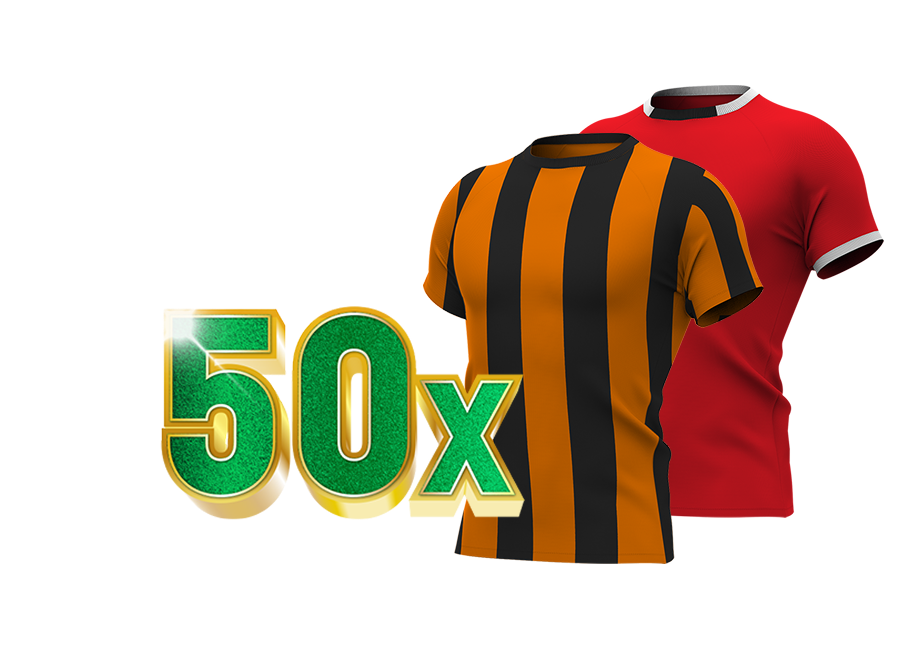 50x tekst in het groen met voetbalshirts van Shakhtar Donetsk en AZ Alkmaar
