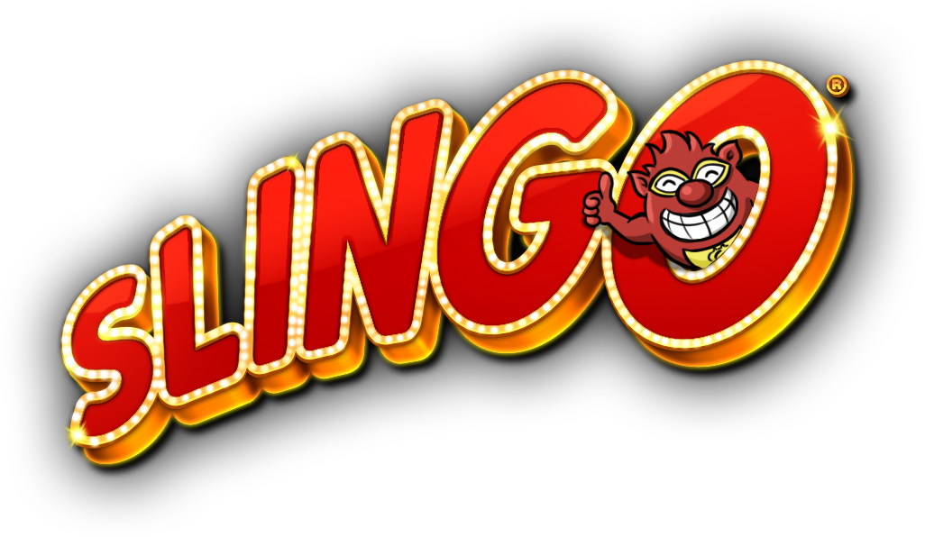Logo van Slingo met een glimlachend rood karakter in de letter O