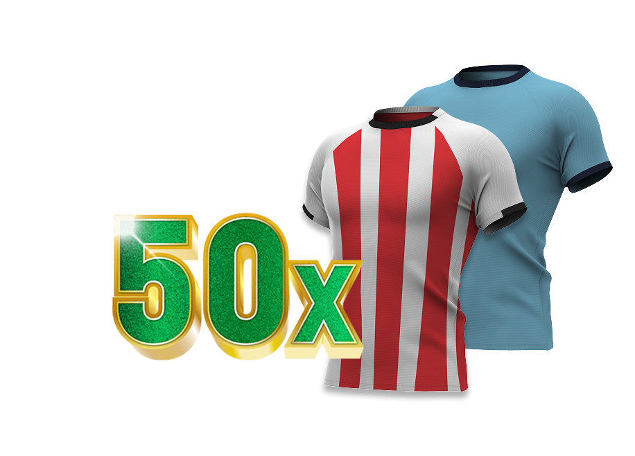 50x TOTO Sport shirts rood wit gestreept en blauw