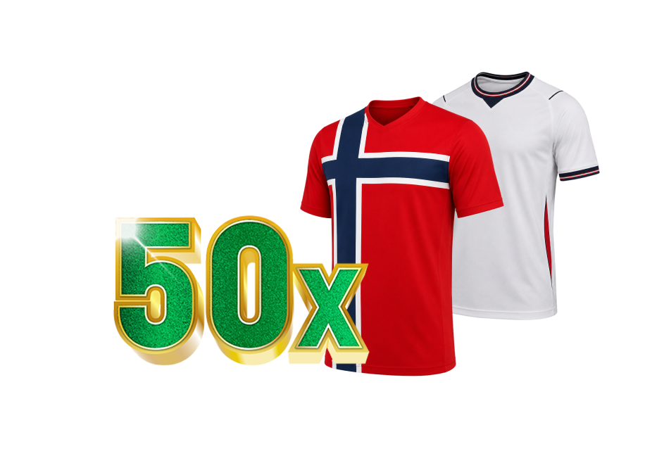 50x sportshirts met Noors vlagdesign en wit shirt