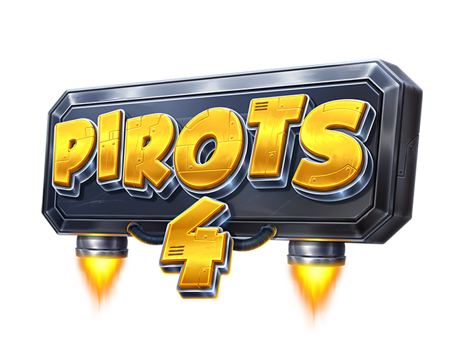 Logo van de gokkast PIROTS 4 met vlammen aan de zijkanten