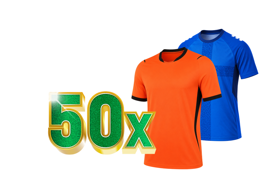 50x sportshirts in oranje en blauw