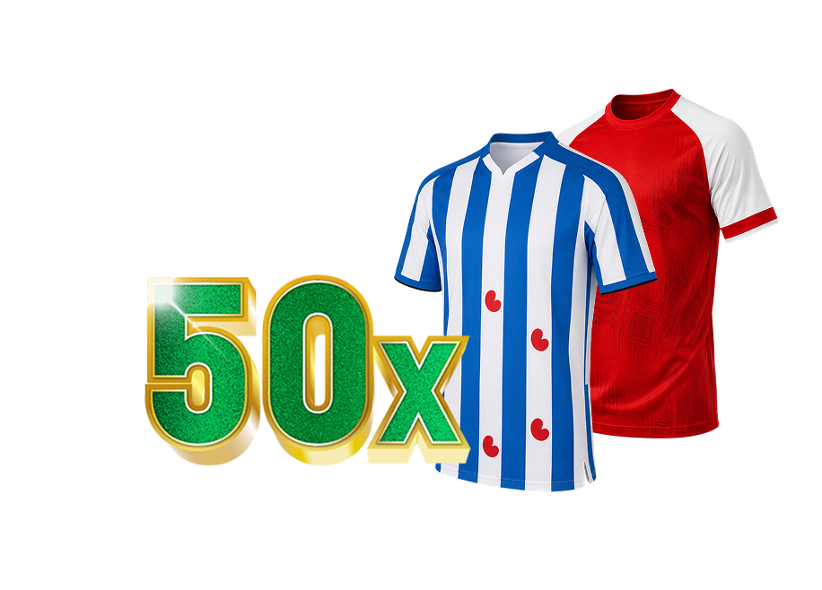 50x voetbalshirts in blauw-wit gestreept en rood-wit