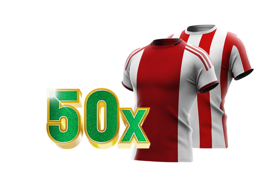 50x in groene tekst met shirts van Ajax en Sparta