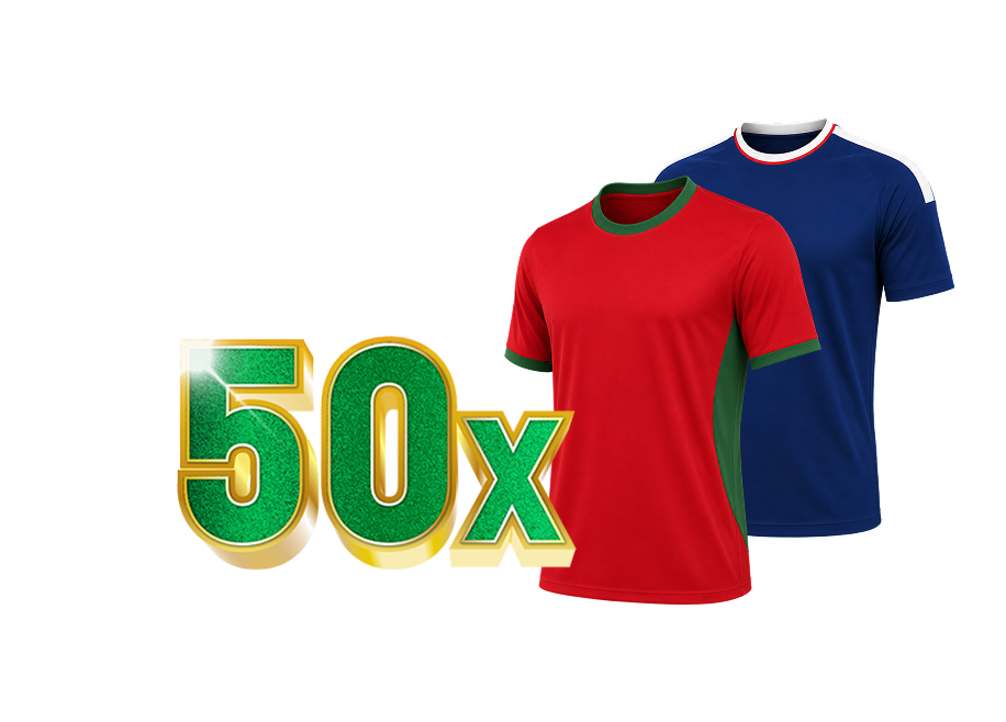 50x sportshirts in rood en blauw