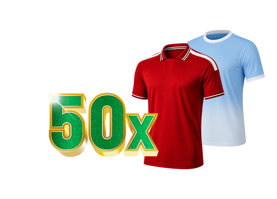 50x sportshirt rood en blauw