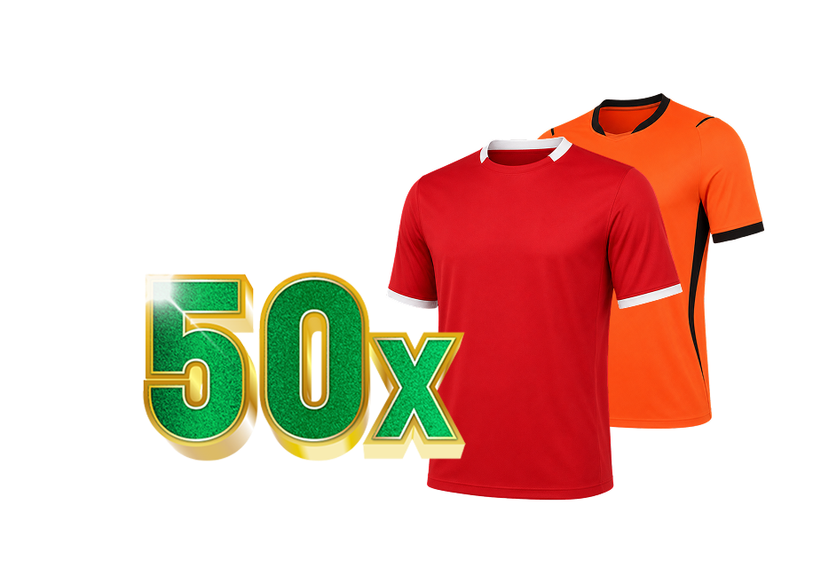 50x sportshirts in rood en oranje