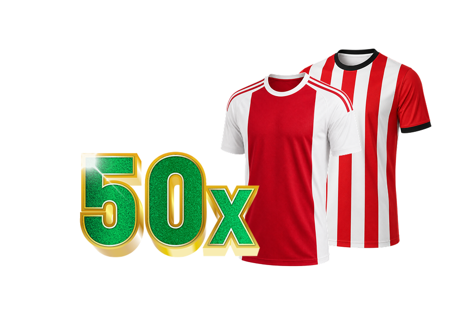 50x rode en witte sportshirts