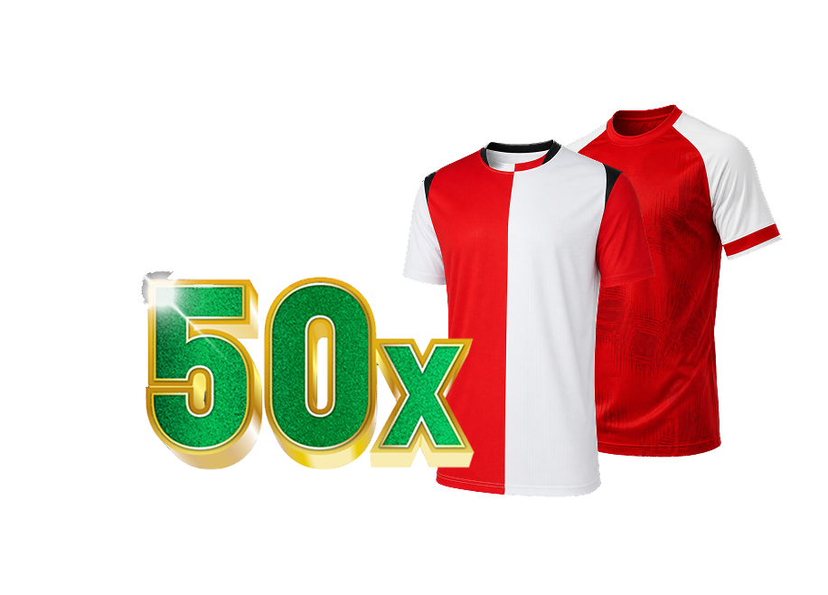 50x sportshirts in rood en wit