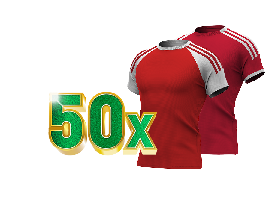 Groene 50x met voetbalshirts van Arsenal en Liverpool