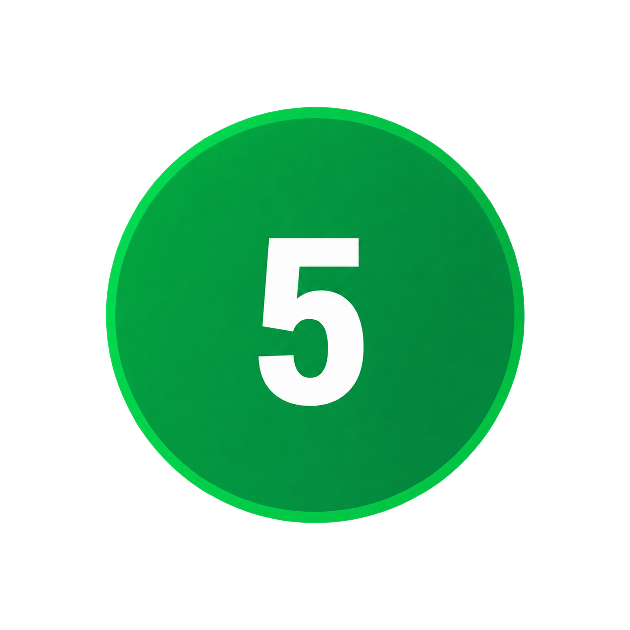 groene cirkel met wit cijfer 5