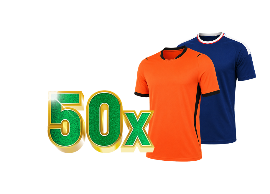 50x TOTO Sport voetbalshirts in oranje en blauw