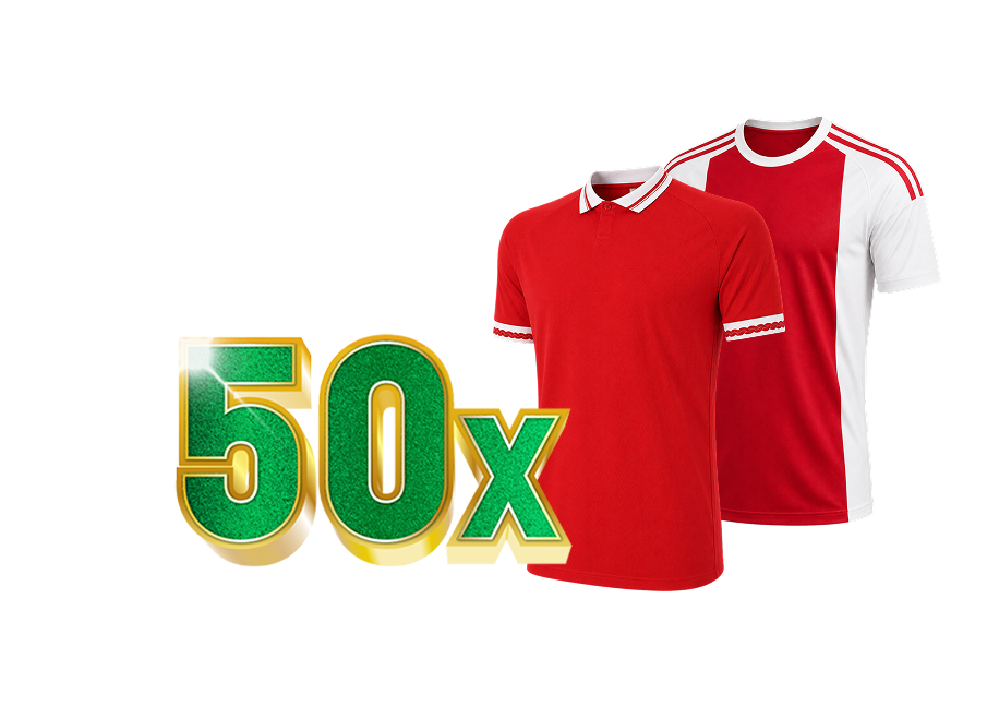 50x rood-witte voetbalshirts
