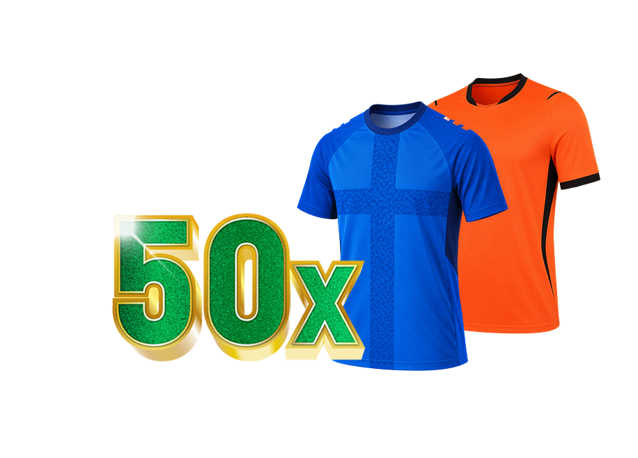 50x sportshirts in blauw en oranje