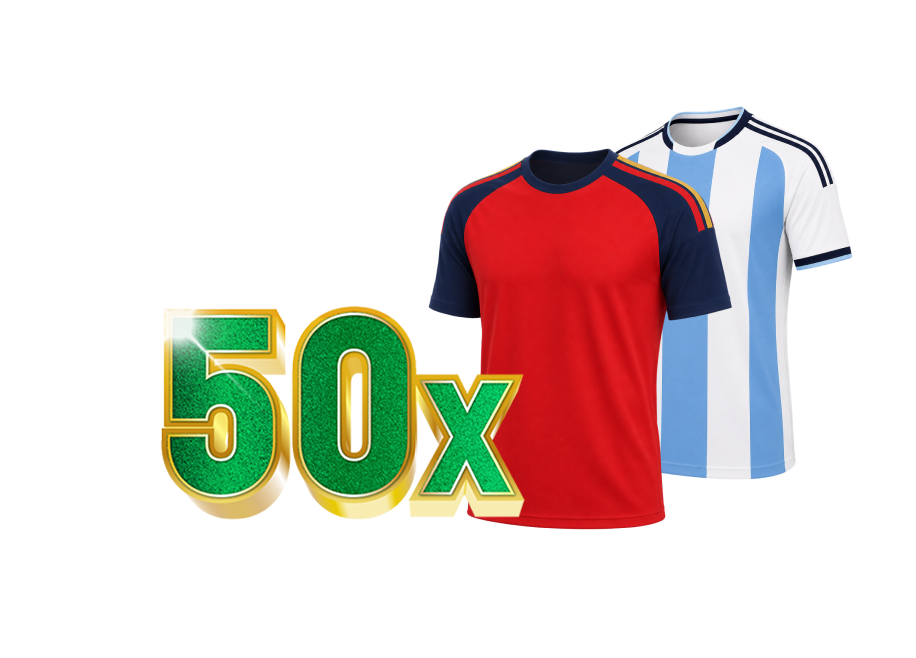 50x sportshirts in rood en blauw-wit