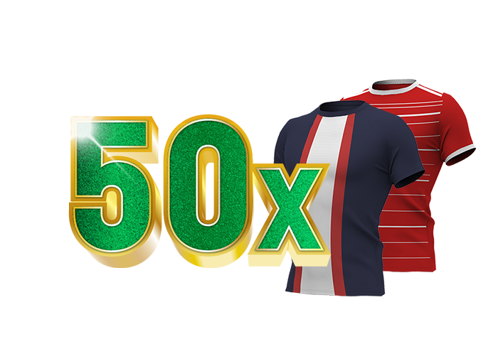50x met twee sportshirts ernaast