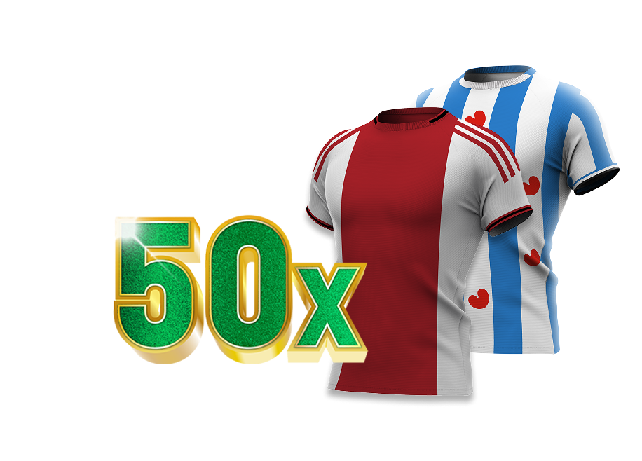 50x TOTO shirts in rood wit (Ajax) en blauw wit (SC Heerenveen)